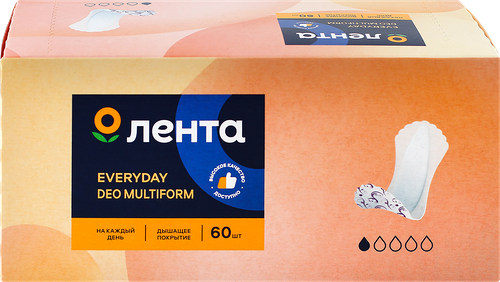 Прокладки гигиенические Лента Everyday Multiform Deo для ежедневного использования, 60шт