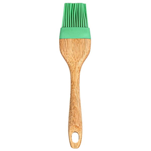 Кисточка зеленая с деревянной ручкой, силикон, дерево