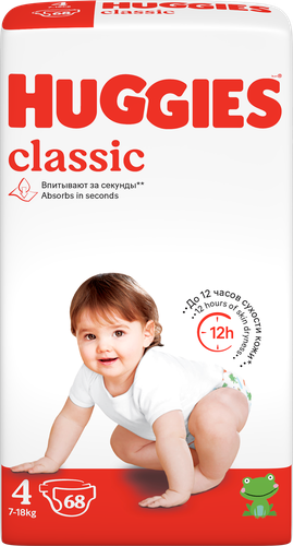 

Подгузники детские Huggies Classic 4, 7-18 кг 68 шт.