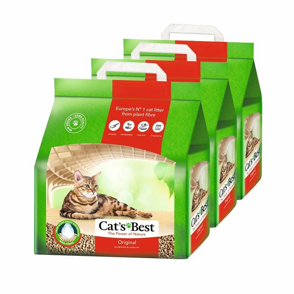 Наполнитель для кошачьего туалета Cat's Best Original древесный комкующийся 5л (упаковка - 3 шт)