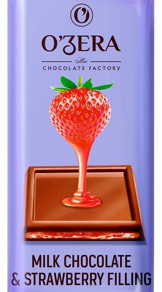 Шоколад O'Zera Milk & Strawberry filling молочный с желейно-клубничной начинкой 24г
