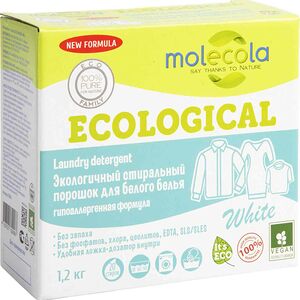 MOLECOLA Стиральный порошок для белого белья с растительными энзимами