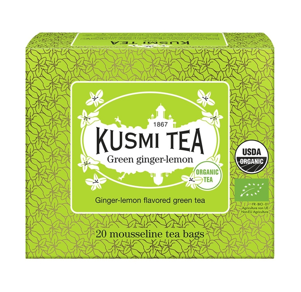 

Чай зеленый Kusmi Tea с имбирем и лимоном Organic Green Ginger Lemon пакетированный 40 г, Германия