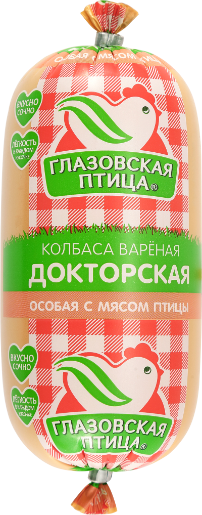 

Колбаса вареная Глазовская птица Докторская Особая с мясом птицы, 3-й сорт 400 г