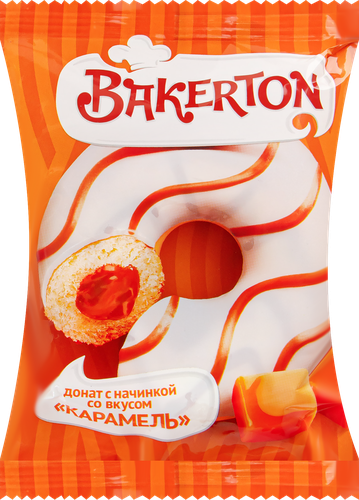 

Донат Bakerton с карамельной начинкой 67 г дизайн в ассортименте