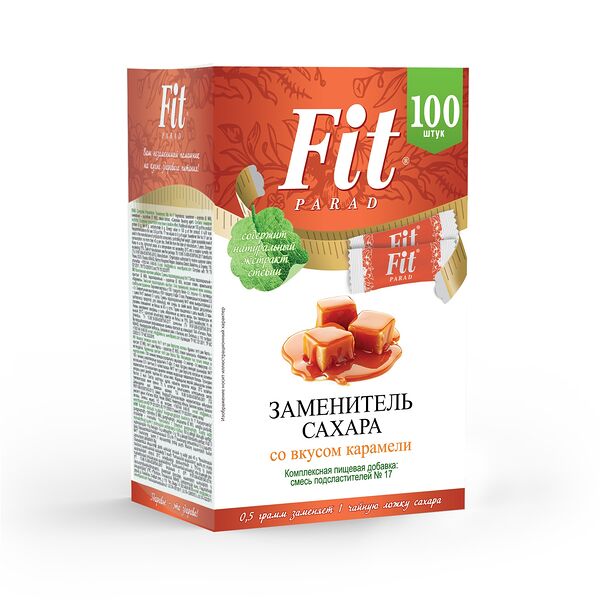 Fit Parad 17 Заменитель сахара со вкусом карамели, 100 шт.