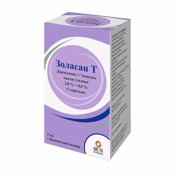 Золасан Т капли глазные 2% + 0.5% флакон-капельница 5 мл 1 шт