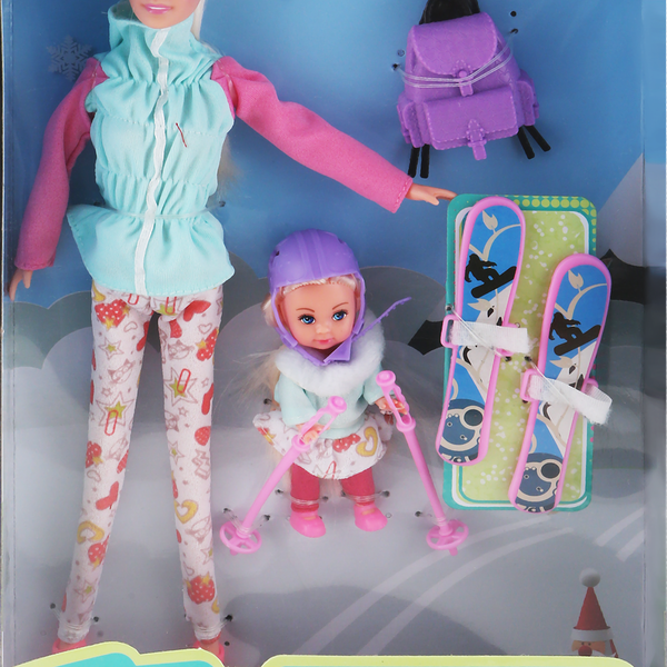 Набор игровой BIGGA Кукла с пупсом на лыжах, 6 предметов Арт. LF001