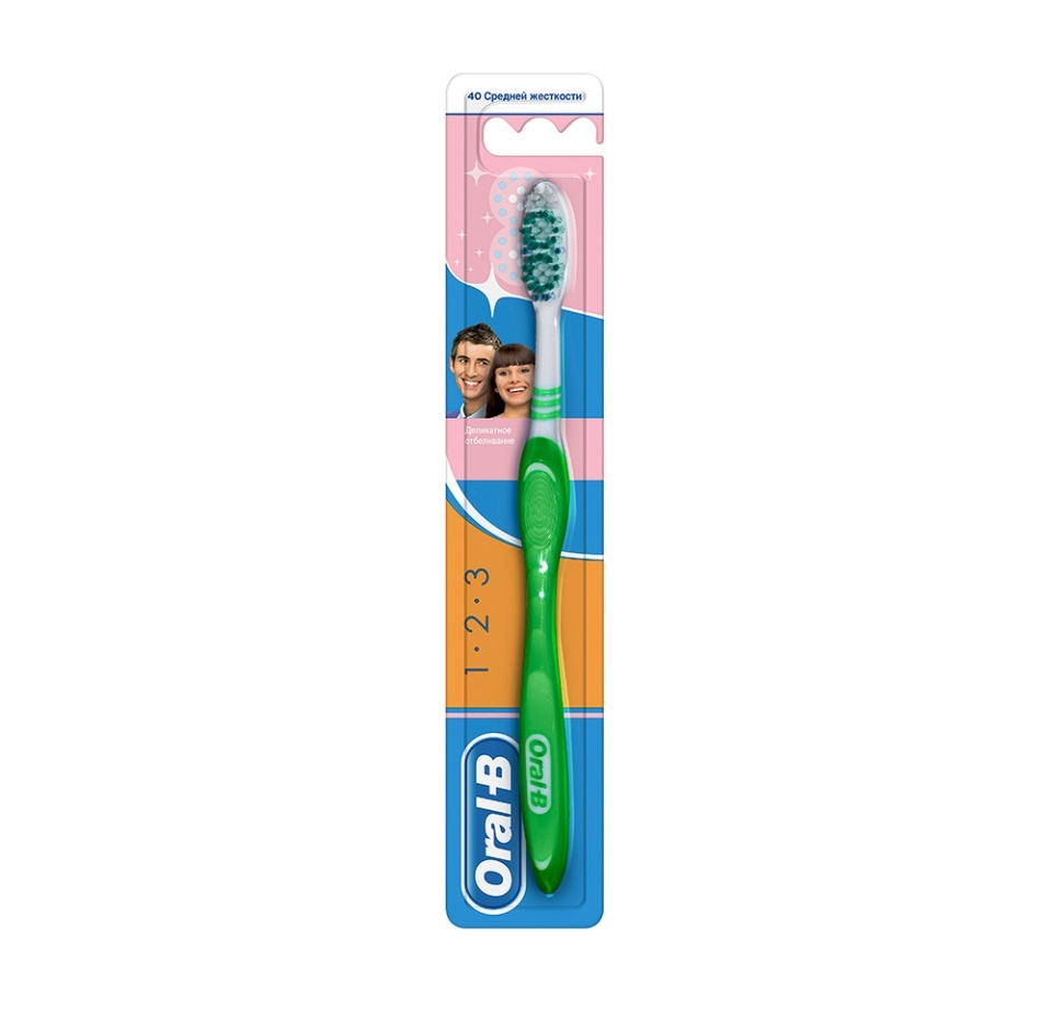 

Щетка зубная Oral-B Деликатное отбеливание средней жесткости, 1 шт., цвет в ассортименте
