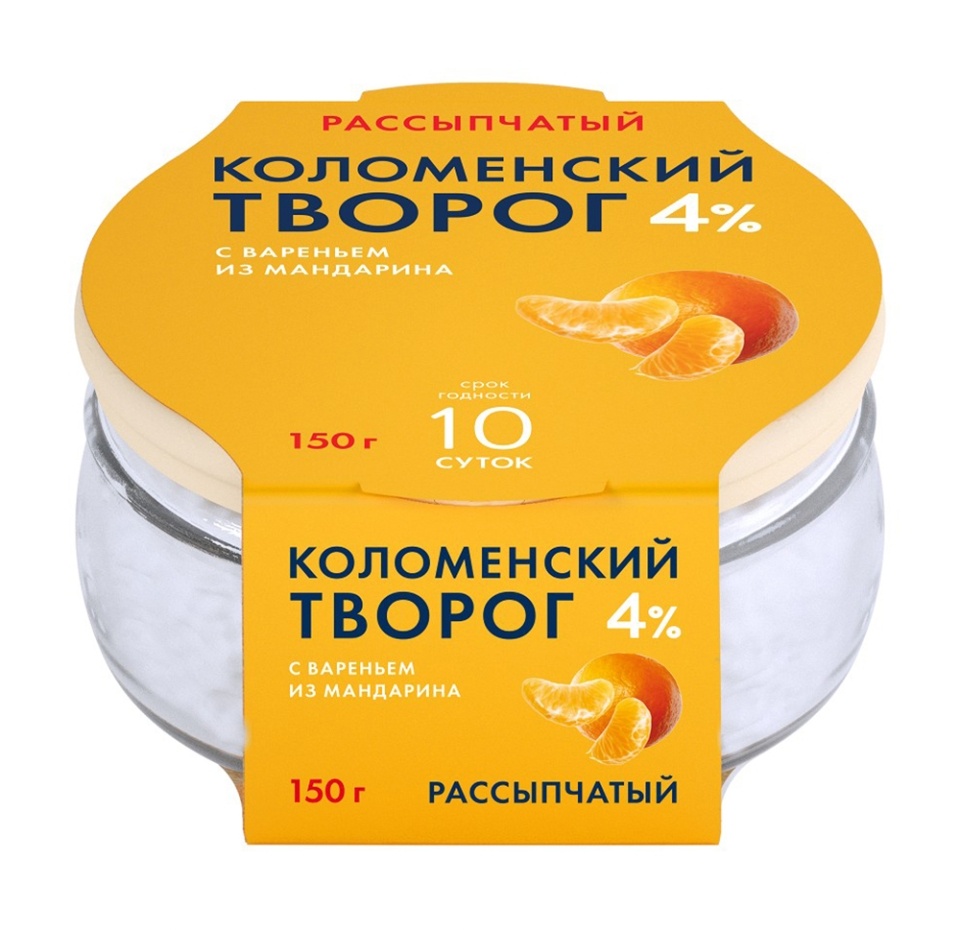 

Десерт-творог Коломенский рассыпчатый с вареньем из мандарина 4% 150г ст/банка Россия