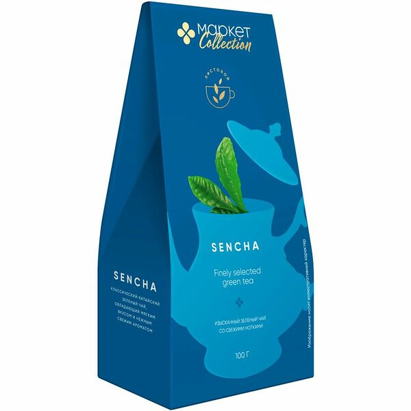Чай Зелёный сенча зелёный листовой крупный рассыпной Market Collection