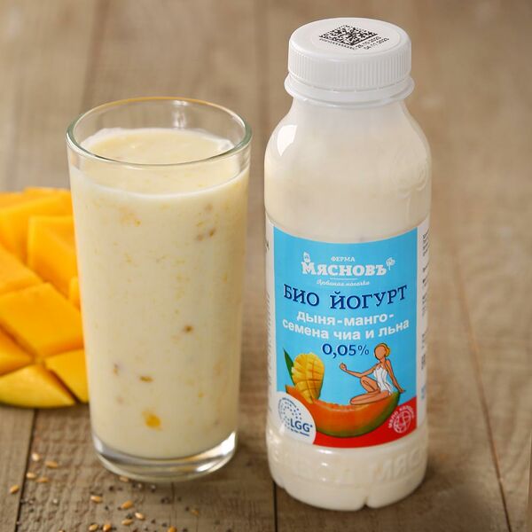 Био йогурт дыня-манго-семена чиа и льна 0,05% МясновЪ Ферма от КуулКлевер 300 г