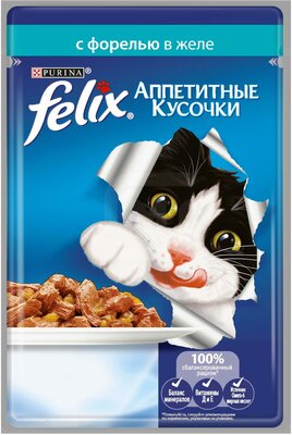 Влажный корм для кошек Felix Аппетитные кусочки с форелью