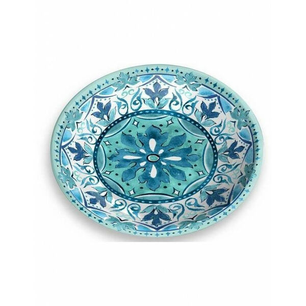 TarHong Миска для животных Gibraltar, бирюзовая с рисунком, 13.3х2.8см, 180 мл