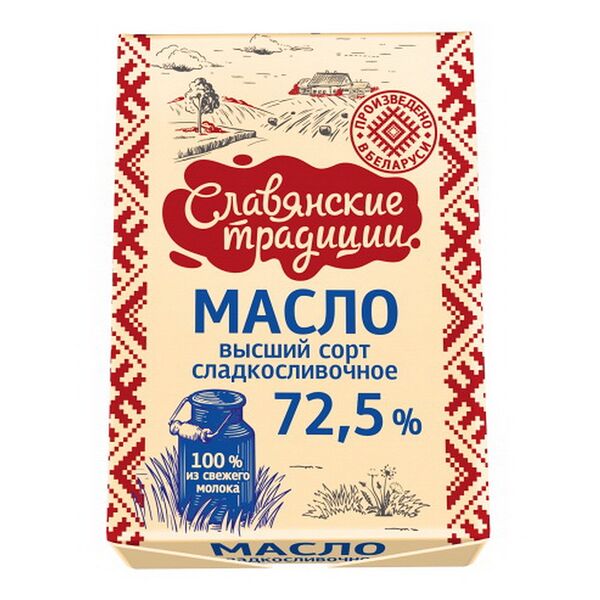 Масло Крестьянское сл/слив несоленое жир 72,5 % вес 0,18 кг., т.м. Славянские традиции