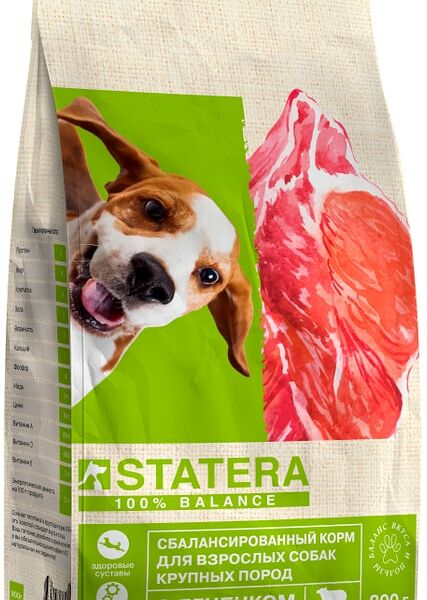Сухой корм для собак Statera для крупных пород с ягненком 800г