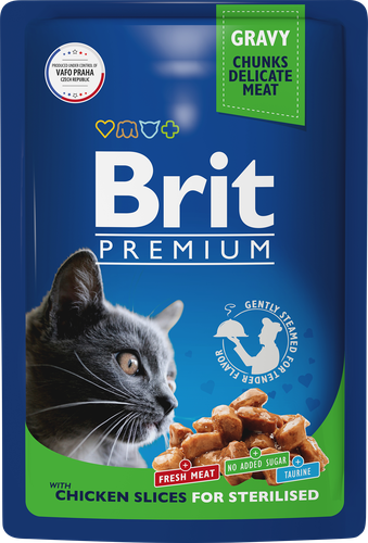 

Влажный корм Brit Premium цыпленок в соусе для стерилизованных кошек 85 г