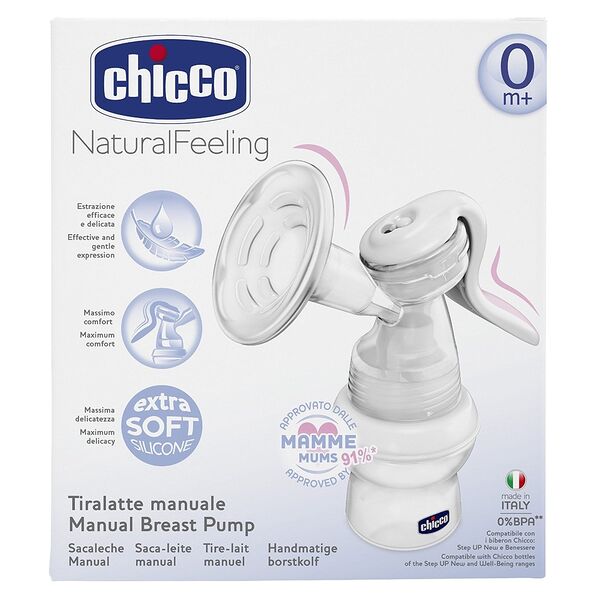 Молокоотсос Chicco Natural Feeling ручной с бутылочкой