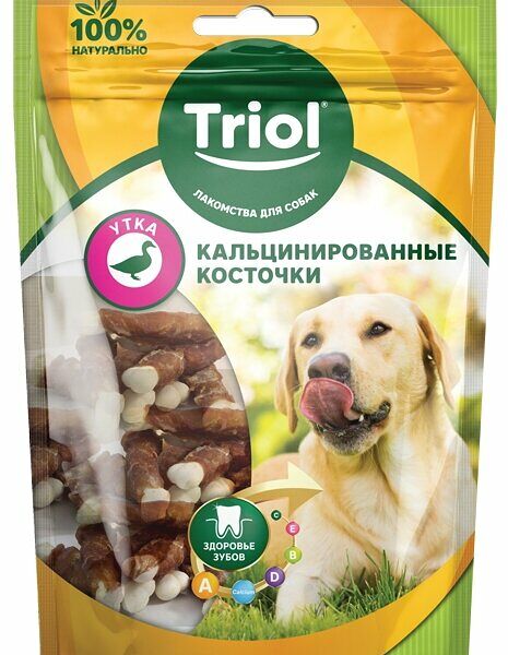 Лакомство для собак Triol кальцинированные косточки с уткой
