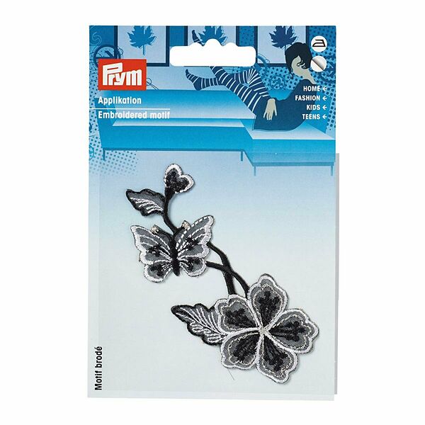 926534 Аппликация самоклеющаяся/ приутюживающаяся Усик с бабочкой ч/б цв. Prym