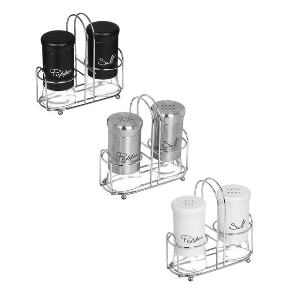 Vetta набор солонок 2шт с подставкой, нерж.сталь, стекло, 70 мл