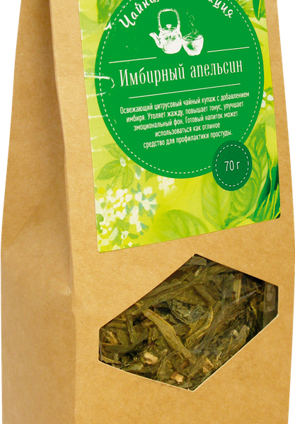 Чай зеленый ЧАЙНАЯ ПЛАНТАЦИЯ Имбирный апельсин байховый листовой