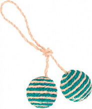 Игрушка для кошки в виде 2 мячиков из сизали с кош.мятой на вер. 