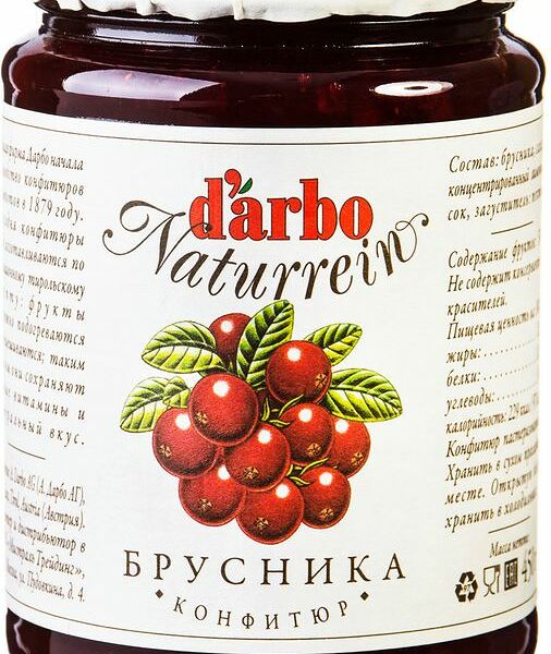 Конфитюр Darbo Naturrein брусничный, 450г