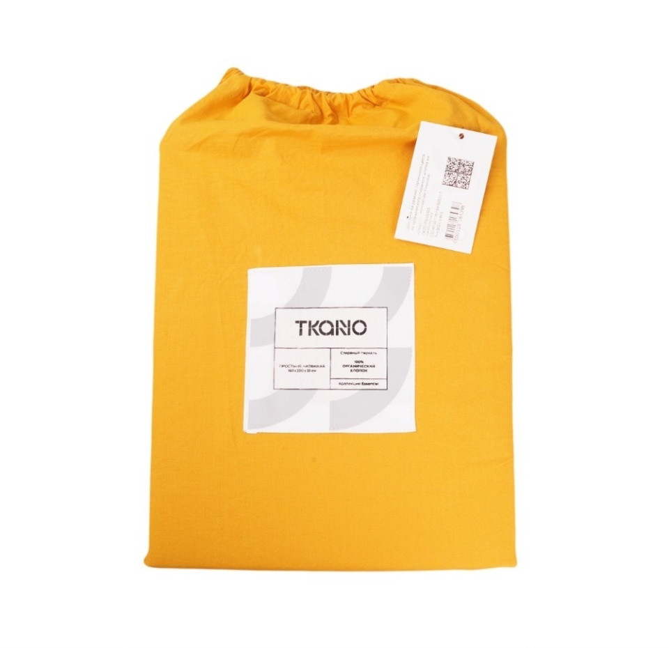 

Простыня Tkano Essential на резинке горчичного цвета из органического стираного хлопка 1 шт