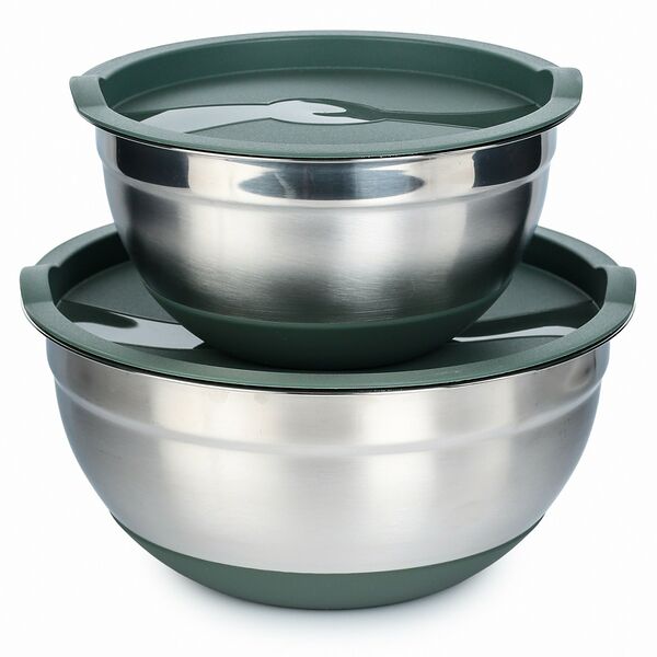 Набор мисок с крышками Attribute Oriental, 2 шт, нерж. сталь/силикон, в ассортименте