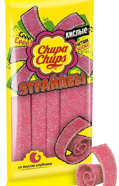 Мармелад Chupa Chups Страйпсы кислые со вкусом клубники 120г