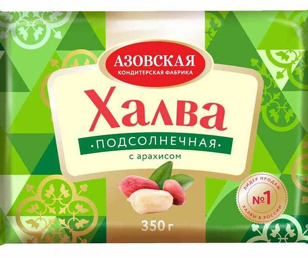 Халва Азовская КФ подсолнечная с арахисом, 350г