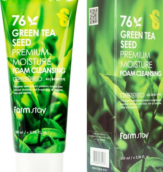 Пенка для умывания FarmStay с семенами зеленого чая 100мл