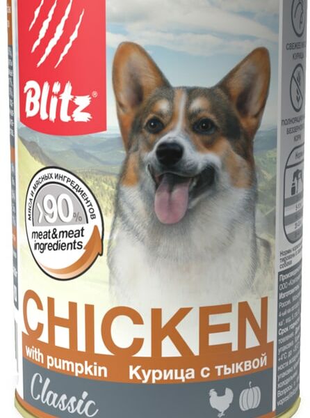 Влажный корм для собак Blitz Classic Курица с тыквой 400г