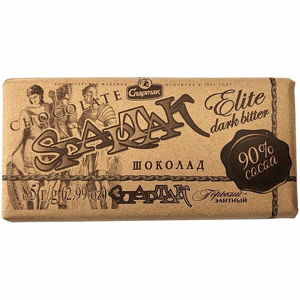 Шоколад Спартак горький-элитный 90% 85г