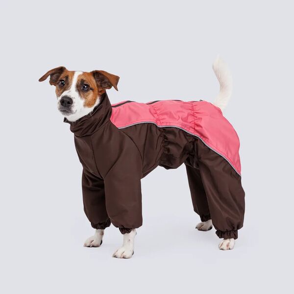 Комбинезон теплый для вестхайленда и джек рассела, 40x37x58 см, розовый-шоколад (девочка)