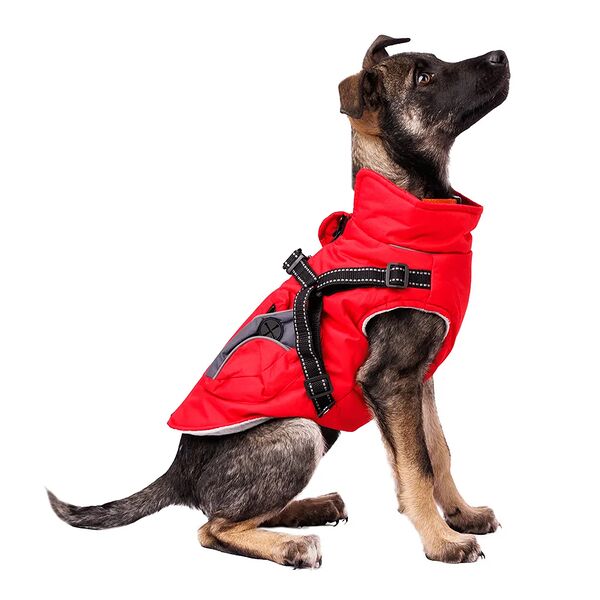 Куртка на молнии с карманами красная S