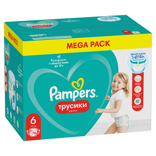 Подгузники-трусики Pampers Pants Extra Large (15+ кг) Мега Упаковка 76шт