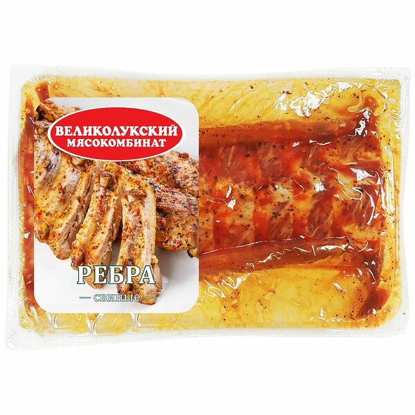 Ребра свиные Великолукский МК в маринаде охлажденные