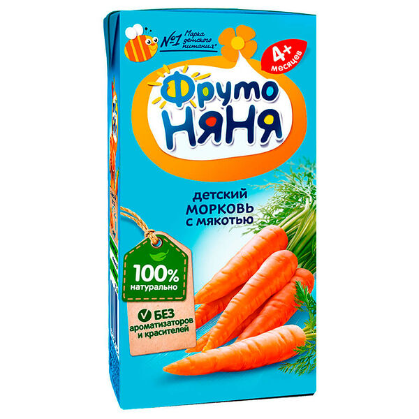 Нектар ФрутоНяня морковь с мякотью с 4 месяцев 200мл