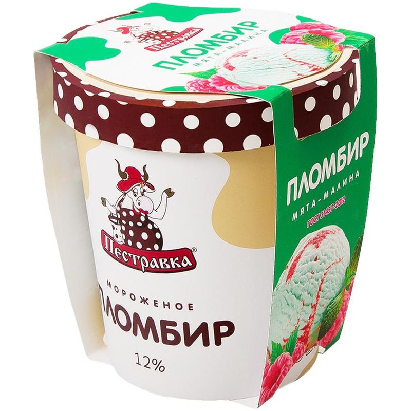 

Пломбир Пестравка с ароматом мяты и малиновым наполнителем 12%, 270 г