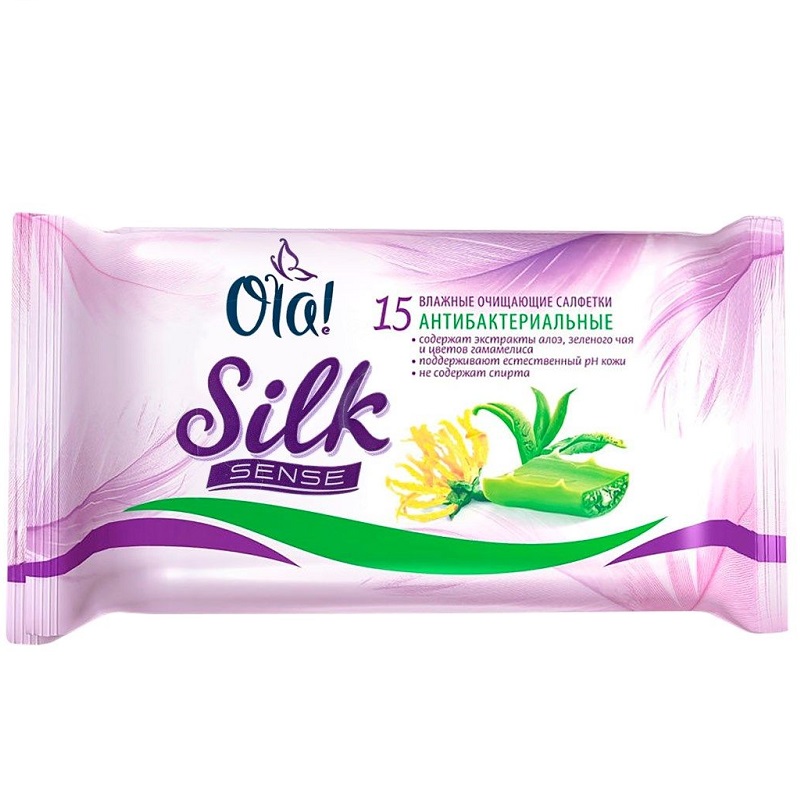 

Салфетки влажные OLA! Silk Sense антибактериальные 15шт