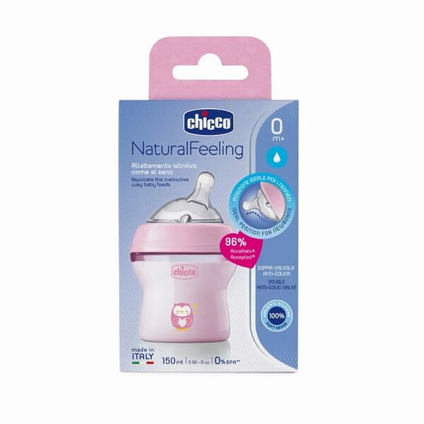 Chicco бутылочка для кормления naturalfeeling розовый 0+ 150мл