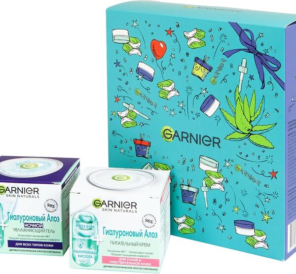 Подарочный набор Garnier Skin Narurals Гиалуроновый Алоэ Крем для лица Питательный 50мл + Гель для лица Ночной увлажняющий 50мл