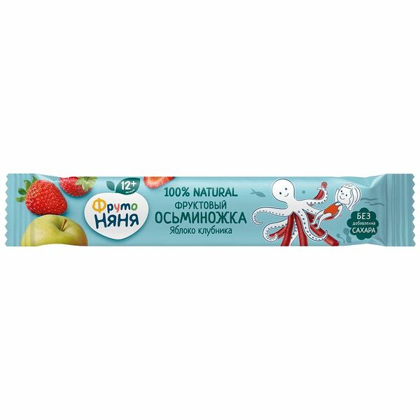 Десерт ФрутоНяня Фруктовые кусочки яблоко-клубника с 12 месяцев, 16г