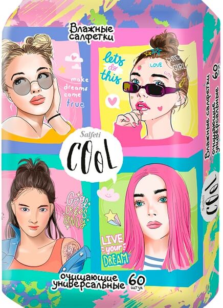 Влажные салфетки Salfeti Cool универсальные 60шт