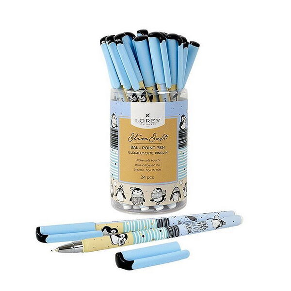 Ручка маслян Lorex Illegally Cute Penguin Slim Soft синий 0,5 мм бежев кругл корп шт LOREX