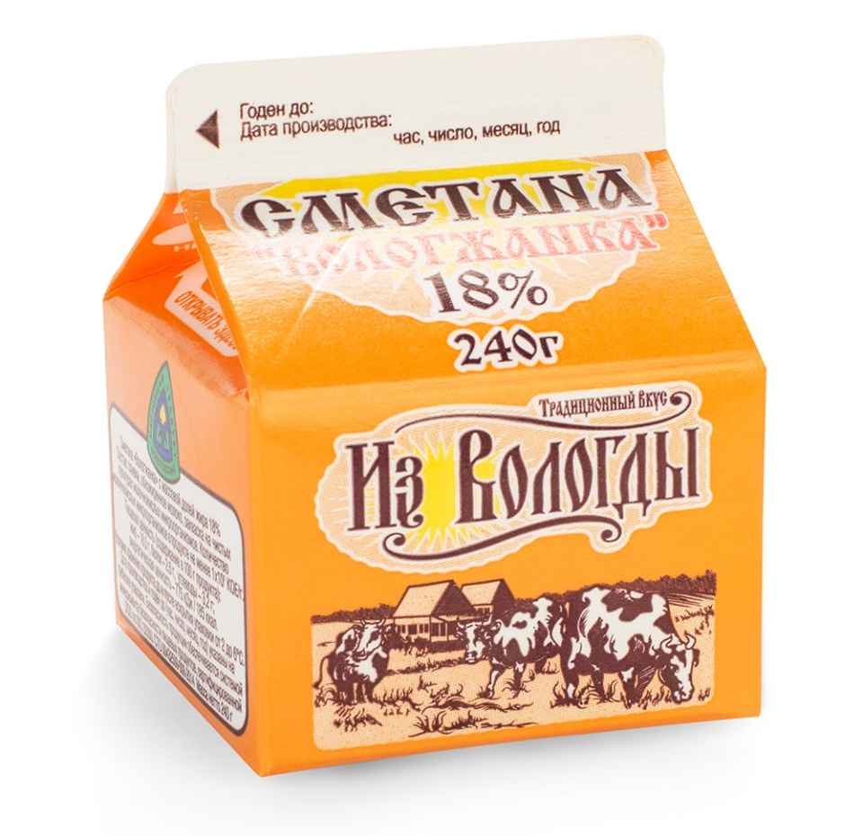 

Сметана Вологжанка 18% 240 г