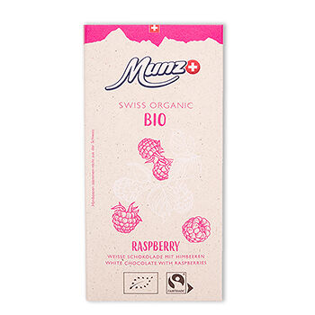 Шоколад белый Munz Organic с малиной