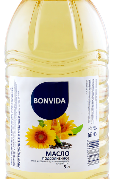 Масло подсолнечное BONVIDA рафинированное дезодорированное вымороженное высший сорт